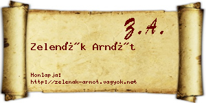 Zelenák Arnót névjegykártya